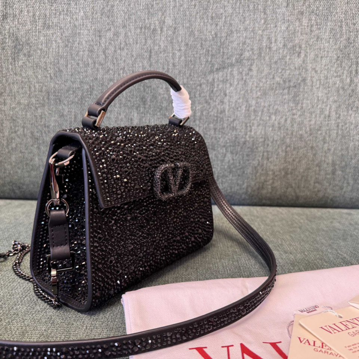 VALENTINO GARAVANI VSLING MINI BAG WITH CRYSTALS IN BLACK
