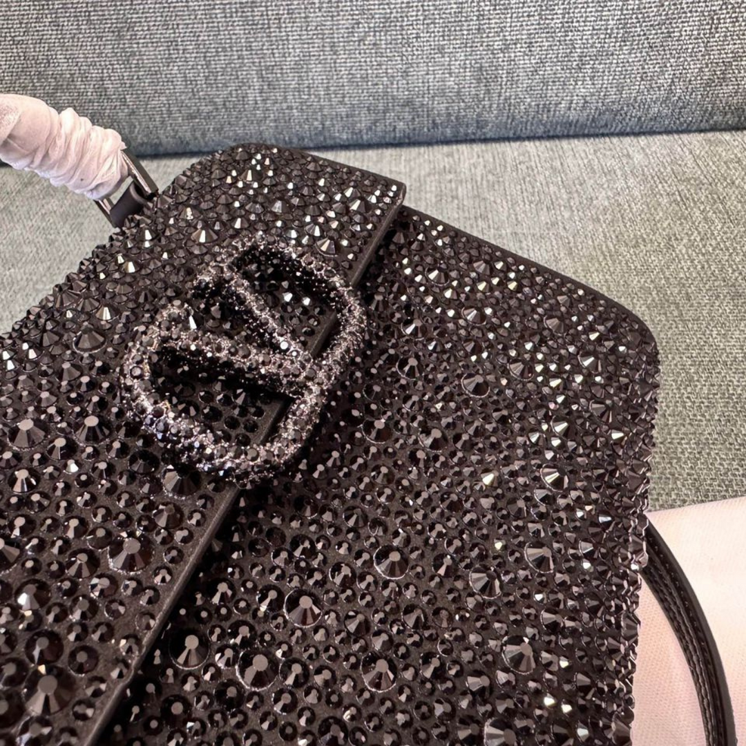 VALENTINO GARAVANI VSLING MINI BAG WITH CRYSTALS IN BLACK