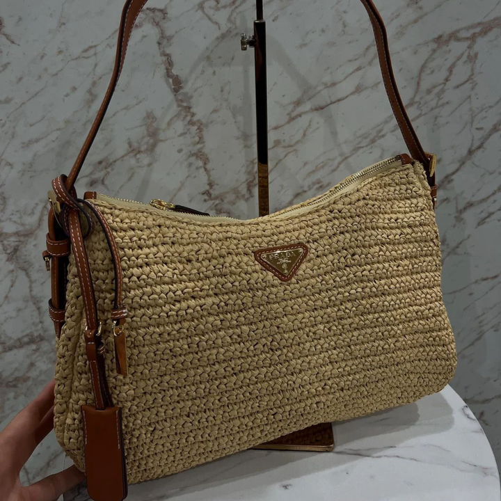 PRADA – AIMÉE BAG IN CROCHET AND LEATHER (LARGE)