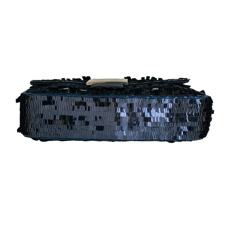 FENDI BAGUETTE BAG IN BLUE SEQUINS AND LEATHER